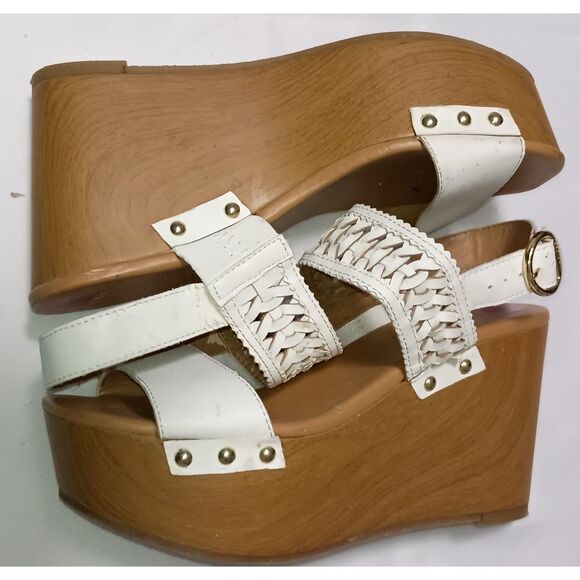 TOMMY HILFIGER: White Wedge Heel Sandal, Woman Size 6M - Picture 4 of 8